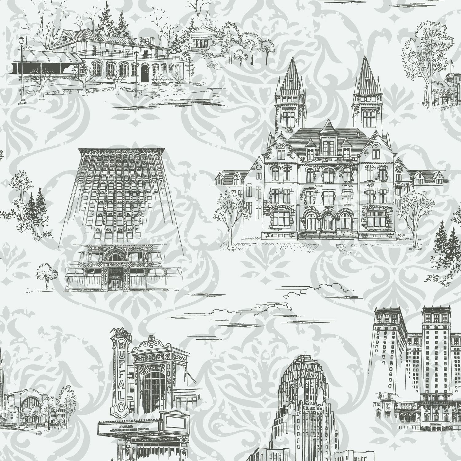 QCTD4 swatch 1500 - Queen City Toile Damask - Diane